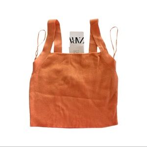 Zara Knit Sherbert Orange Peach Crop Top Tank